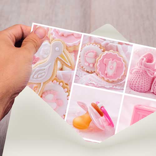 kort til dåp, baby shower, fødsel fra presis